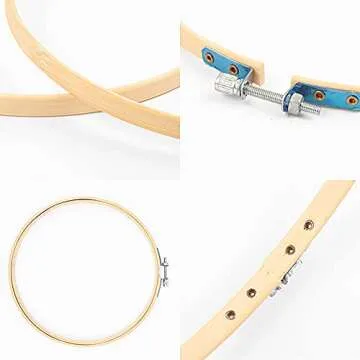 HaiMay 4 Sets Embroidery Starter Kit with Pattern and Instructions, Cross Stitch Kit Include 4 Embroidery Clothes with Sky Pattern, 4 Bamboo Embroidery Hoops, Color Threads and Tools