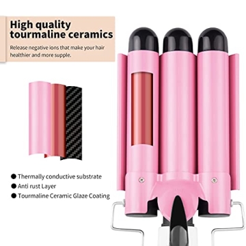 3-Barrel Curling Iron with Dual Voltage for Big Waves