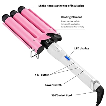 3-Barrel Curling Iron with Dual Voltage for Big Waves