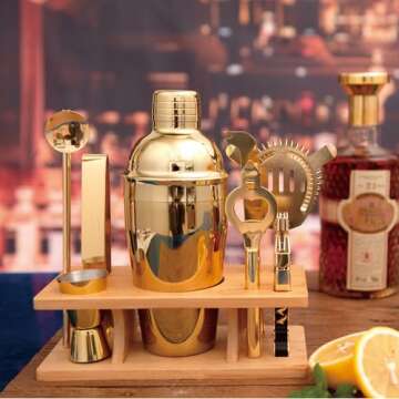 JNWINOG 9Pcs-Cocktail Shaker Set Bartending Kit Cocktail Bar Set Cocktail Mix Drink Making Kit Profe...