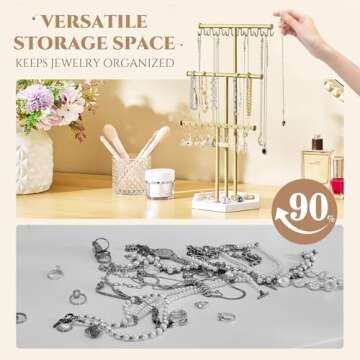 Stylish 3 Tier Pinzoveco Jewelry Organizer for Easy Access