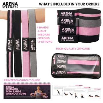 Arena Strength Long Fabric Resistance Bands for Full Body Workouts