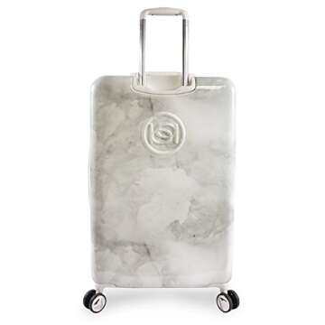 BEBE Women's Lilah 2 Piece Set Suitcase with Spinner Wheels, Silver Marble, One Size