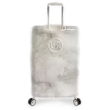 BEBE Women's Lilah 2 Piece Set Suitcase with Spinner Wheels, Silver Marble, One Size