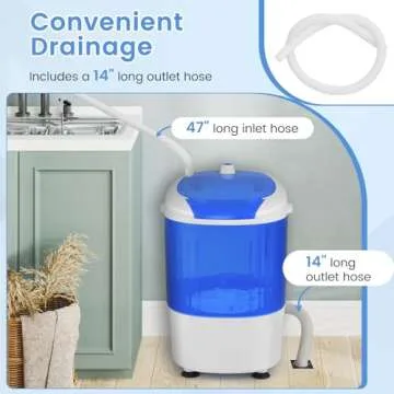 ARLIME Mini Washer and Dryer Combo, 5.5 Lbs Mini Laundry Washer, Semi-automatic Washing Machine with Drain Hose & Spin Tub, Small Washing Machine for Drom RV Apartment (Blue)