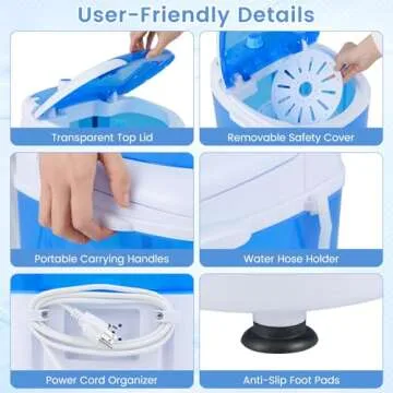 ARLIME Mini Washer and Dryer Combo, 5.5 Lbs Mini Laundry Washer, Semi-automatic Washing Machine with Drain Hose & Spin Tub, Small Washing Machine for Drom RV Apartment (Blue)