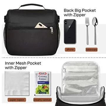 Buringer HOMESPON Insulated Lunch Bag for Women Reusable Lunch Box Cute Cooler Tote with Adjustable Shoulder Strap for Work Picnic or Travel