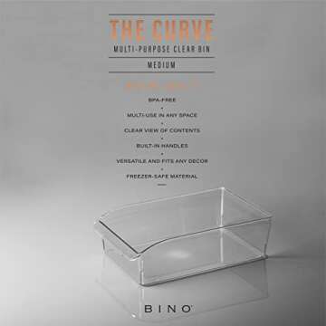 BINO | Plastic Storage Bins, Medium | THE CURVE COLLECTION | Multi-Use Organizer Bins | Storage Cont...