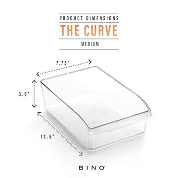 BINO | Plastic Storage Bins, Medium | THE CURVE COLLECTION | Multi-Use Organizer Bins | Storage Containers Kitchen, Pantry and Home Organization | Fridge Organizers | Pantry Organization and Storage