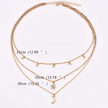 BERYUAN Women Simple Choker Moon Star Choker Necklace Pendant Necklace Trendy Necklace for Women (GOLD)