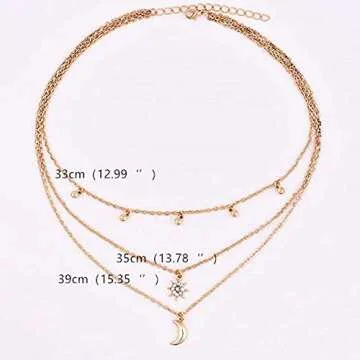 BERYUAN Women Simple Choker Moon Star Choker Necklace Pendant Necklace Trendy Necklace for Women (GOLD)