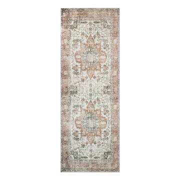 Keen Home Design 2x10 Rug - Machine Washable Runner Rug with Non-Slip Backing, Ideal for Hallway, Entryway, Kitchen, Laundry Room - Vintage, Easy Clean, Durable, Low Pile Rug - (2'6" x 10')