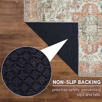 Keen Home Design 2x10 Rug - Machine Washable Runner Rug with Non-Slip Backing, Ideal for Hallway, Entryway, Kitchen, Laundry Room - Vintage, Easy Clean, Durable, Low Pile Rug - (2'6" x 10')