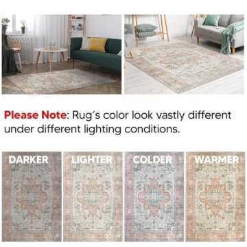 Keen Home Design 2x10 Rug - Machine Washable Runner Rug with Non-Slip Backing, Ideal for Hallway, Entryway, Kitchen, Laundry Room - Vintage, Easy Clean, Durable, Low Pile Rug - (2'6" x 10')
