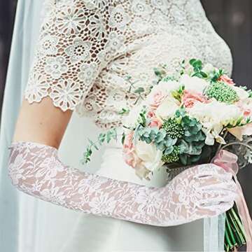 Exquisite Women's Long Lace Floral Opera Gloves for Elegance