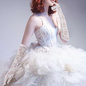 Elegant Women's Long Lace Floral Opera Gloves for Weddings