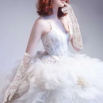 Elegant Women's Long Lace Floral Opera Gloves for Weddings