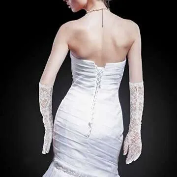 Elegant Women's Long Lace Floral Opera Gloves for Weddings