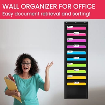 Godery Premium Hanging File Organizer 10 Pockets 3 Hangers