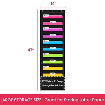 Godery Premium Hanging File Organizer 10 Pockets 3 Hangers