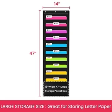 Godery Premium Hanging File Organizer 10 Pockets 3 Hangers