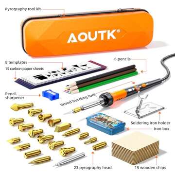 Wood Burning Kit,72 pcs Wood Burning Tool with Adjustable Temperature 200~450°C, Wood Burner Tools ...