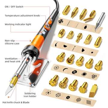 Wood Burning Kit,72 pcs Wood Burning Tool with Adjustable Temperature 200~450°C, Wood Burner Tools Set with Pyrography Pen for Embossing Carving DIY Adults Crafts Beginners