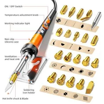 Wood Burning Kit,72 pcs Wood Burning Tool with Adjustable Temperature 200~450°C, Wood Burner Tools Set with Pyrography Pen for Embossing Carving DIY Adults Crafts Beginners