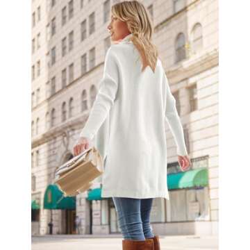 LILLUSORY Oversized Turtleneck Pullover Sweaters Womens 2024 Long Tunic Sweater Winter Trendy Casual Poncho Cowl Neck Cute Tops Dress Fall Fashion Clothes Outfits Clothing White