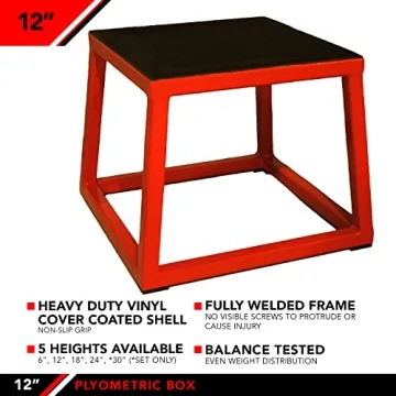 JFIT Plyometric Jump Box Adjustable Height - 12 Inches