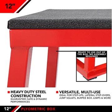 JFIT Plyometric Jump Box Adjustable Height - 12 Inches