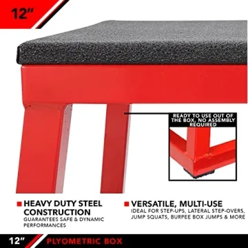 JFIT Plyometric Jump Box Adjustable Height - 12 Inches