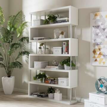 Baxton Studio Barnes 6-Shelf Modern Bookcase - Stylish & Functional Storage