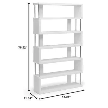 Baxton Studio Barnes 6-Shelf Modern Bookcase for Your Home