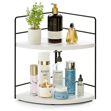 ZGO 2-Tier Bathroom Counter Organizer – Perfect Corner Storage Solution for Skincare & Makeup