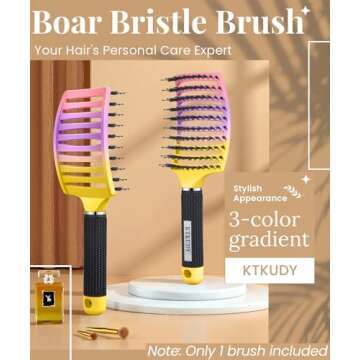 KTKUDY Wet or Dry Detangling Hair Brush for All Hair Types - Eliminates Knots & Reduces Breakage Hai...