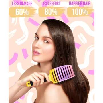 KTKUDY Wet or Dry Detangling Hair Brush for All Hair Types - Eliminates Knots & Reduces Breakage Hairbrush - Tangle Free Detangler Brush For Women Men & Kids, Single, 1 Count