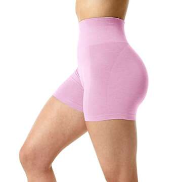 Unthewe Workout Butt Lifting Shorts for Women High Waisted Seamless Gym Yoga Booty Shorts(U526-Scrunch Pink-S)