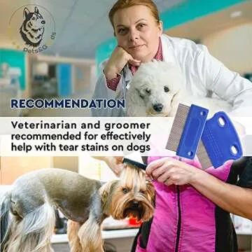 Dog Grooming Comb - Tear Stain and Mucus Remover - Gently Removes Eye Crust and Stains - Set of 2