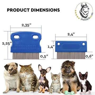 Dog Grooming Comb - Tear Stain and Mucus Remover - Gently Removes Eye Crust and Stains - Set of 2