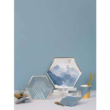Harlow & Grey Malibu Blue Party Napkin Set, 60 Ct, 5” Disposable Paper Cocktail, Bar, Dessert Napk...