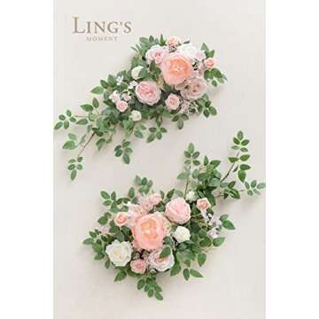 Ling's Moment 2PCS Artificial Floral Swags Centerpieces for Sweetheart/Head Table