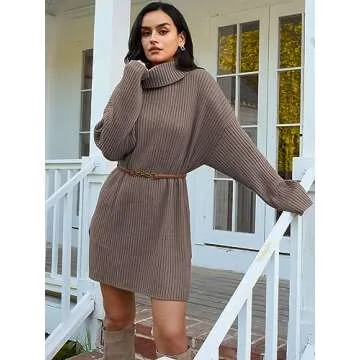 Trendy EFAN Women’s Oversized Turtleneck Sweater Dress
