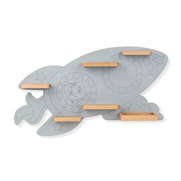 Tonies Magnetic Wall Shelf for Toniebox, Charging Station, and 35 Characters - Rocket