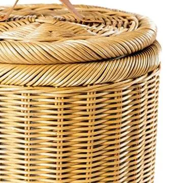 Elegant Tall Wicker Trash Basket with Liner for Home Use