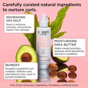 Noughty 97% Natural Hello Curl Define and Re-Shape Curl Primer, Vitamin Rich Formula for Curly and Wavy Styles, with Sea Kelp and Shea Butter, Sulphate Free Vegan Haircare 200 ml
