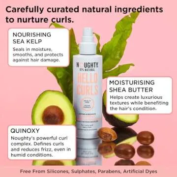 Noughty 97% Natural Hello Curl Define and Re-Shape Curl Primer, Vitamin Rich Formula for Curly and Wavy Styles, with Sea Kelp and Shea Butter, Sulphate Free Vegan Haircare 200 ml