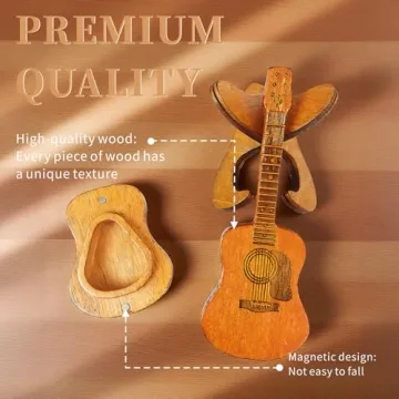 Wooden Guitar Pick Box with Stand - Unique Gift for Musicians