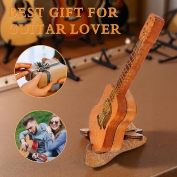Wooden Guitar Pick Box with Stand - Unique Gift for Musicians
