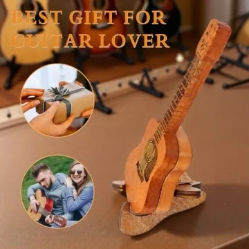 Wooden Guitar Pick Box with Stand - Unique Gift for Musicians